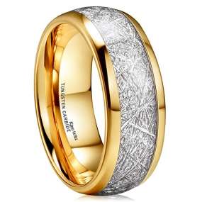 King Will METEOR 8mm 14K Gold Plated Domed Tungsten Carbide Ring Imitated 0