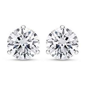  Carat Total Weight Round Diamond Stud Earrings Bezel Push Back 0